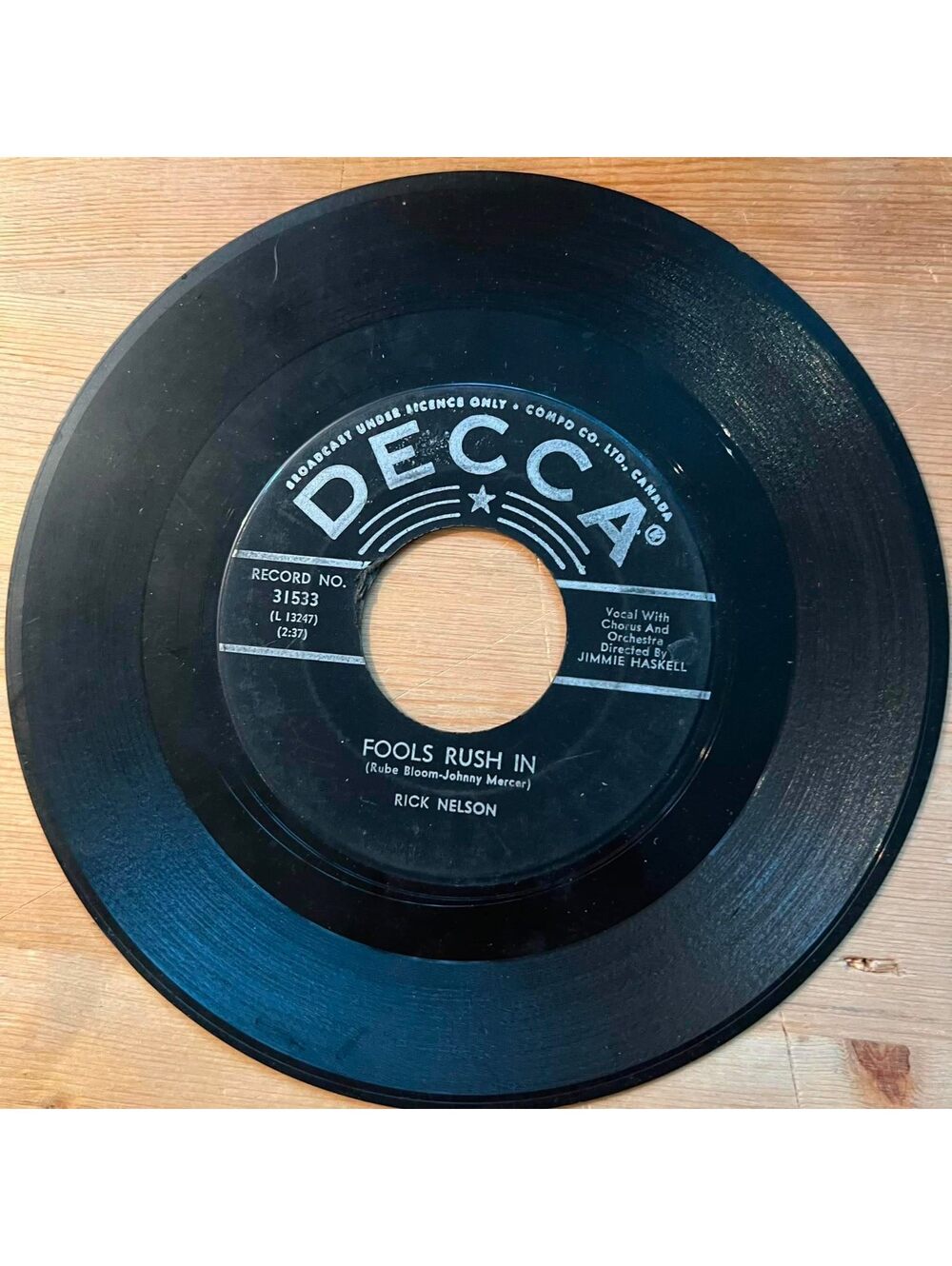 Rick Nelson - Fools Rush In/Down Home 45rpm VG+ R11